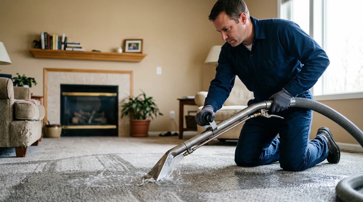 Water damage restoration technician working near Paradise, MI